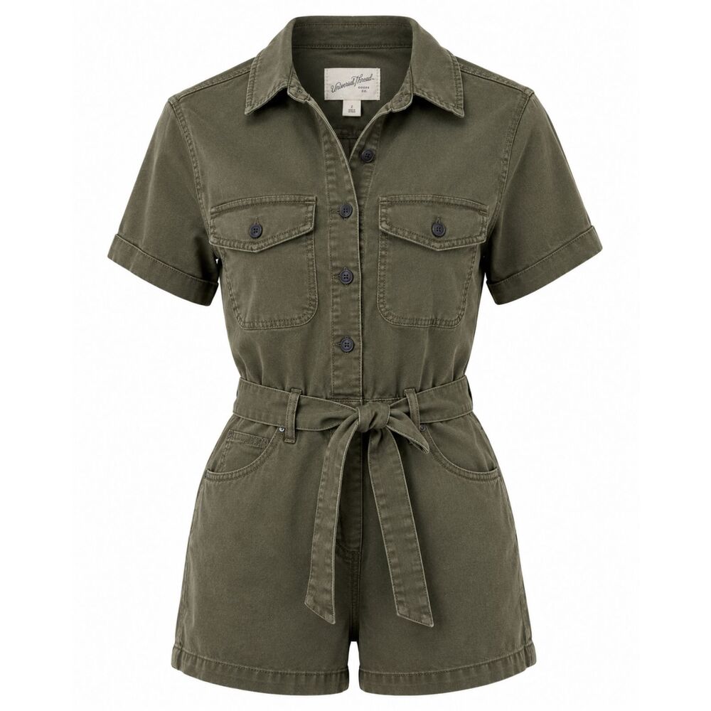 Universal Thread Olive Utility Belted Romper Women's Size 2 Green - Picture 5 of 5